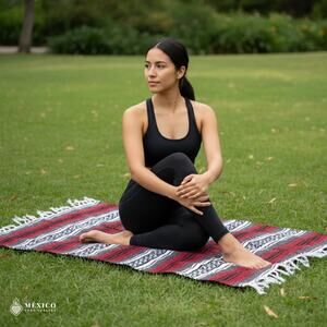 Mexican Falsa Sarape Blanket – Durable Acrylic Throw for Yoga & Beach